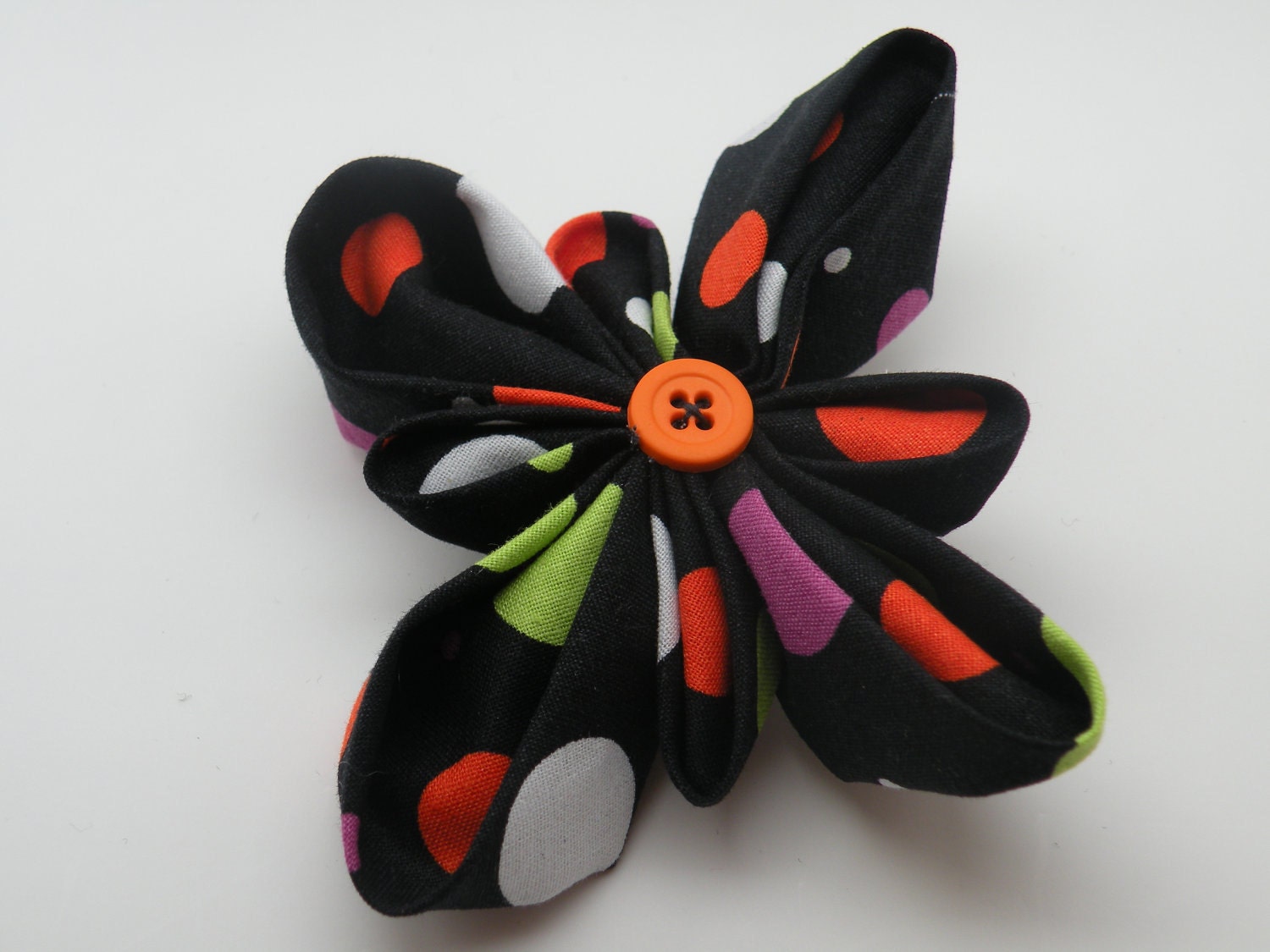 Fabric Flower Halloween Hair Bow- Black