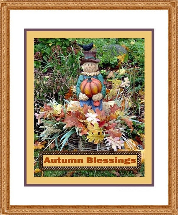 Personalized  Autumn Scarecrow Photo,16 x 20 inch,  Fine Art Poster Print