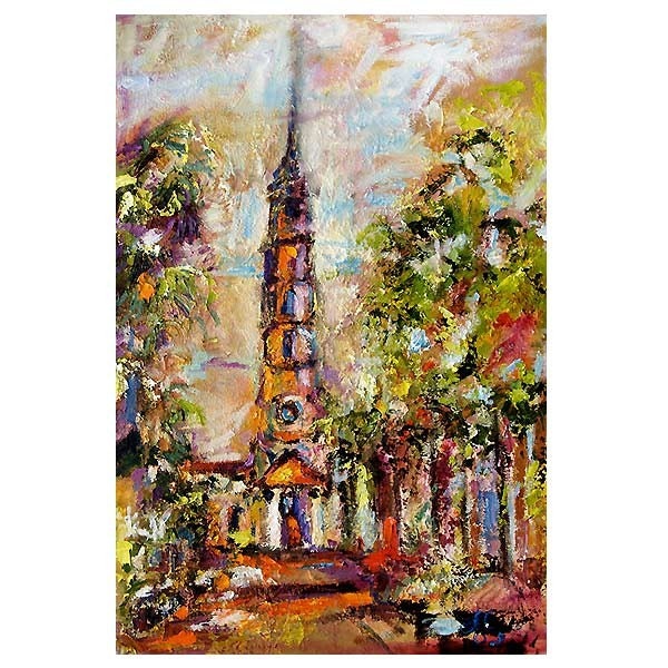 REDUCED Charleston South Carolina St. Philips Church Oil Painting by Ginette Callaway