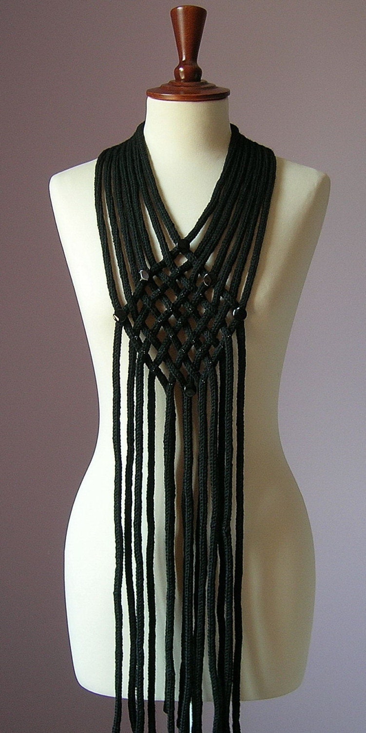 FILIGREE Knitting Beaded Necklace - Scarf