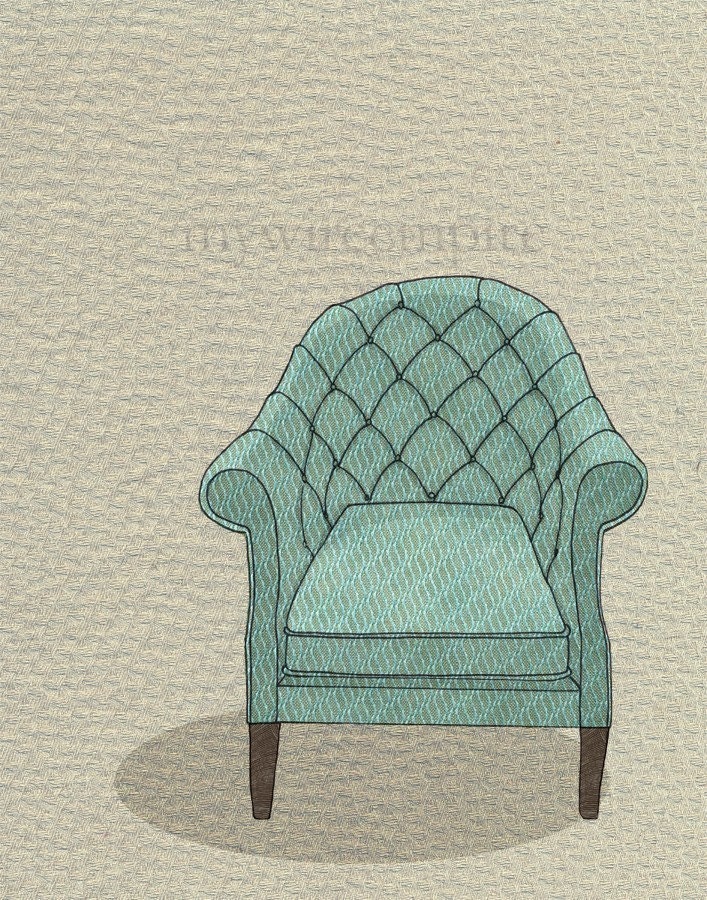 tufted chair (teal wave) - print