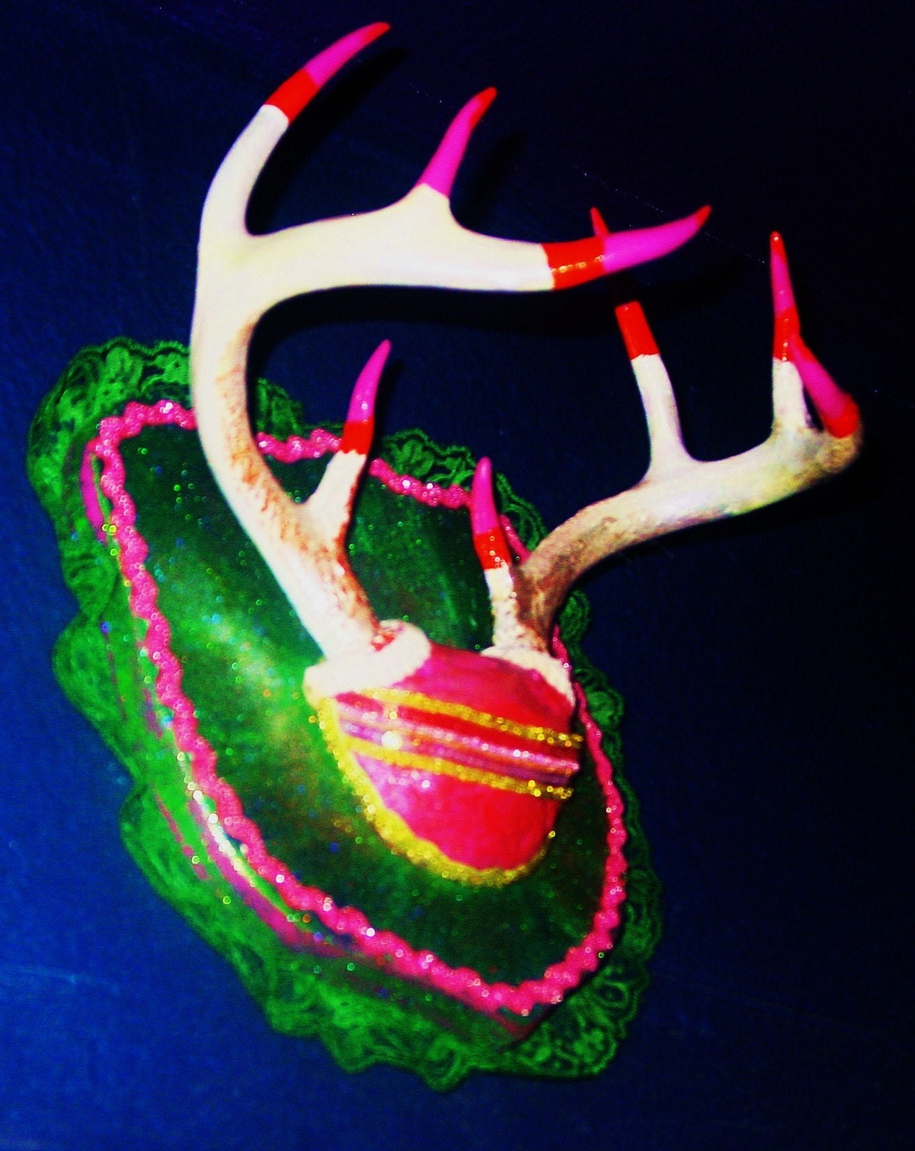 Recycled  vintage deer horns hat rack by  C. Reinke