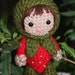 Crochet Pattern- Ruby in a strawberry costume amigurumi doll