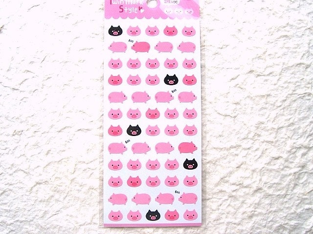 Cute Japanese  Stickers - Twin Mark Style - 2 in 1 - Cute Pig (S76)