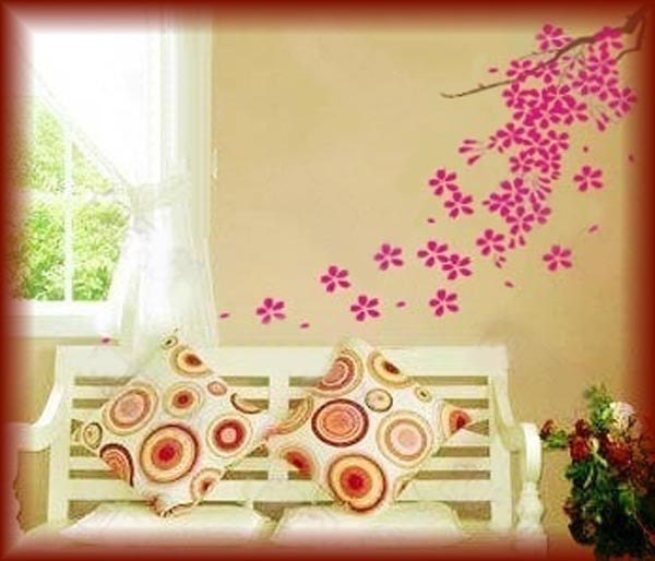 Wall Art vinyl tattoos Decals Stickers---Falling Flowers. From walldecors
