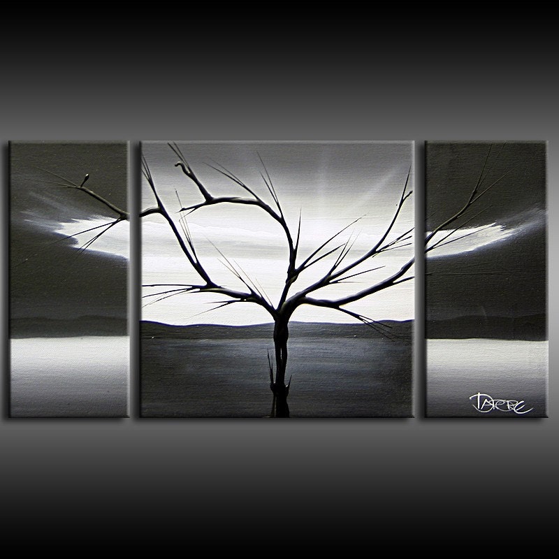 Landscape 325 abstract painting in black and white.