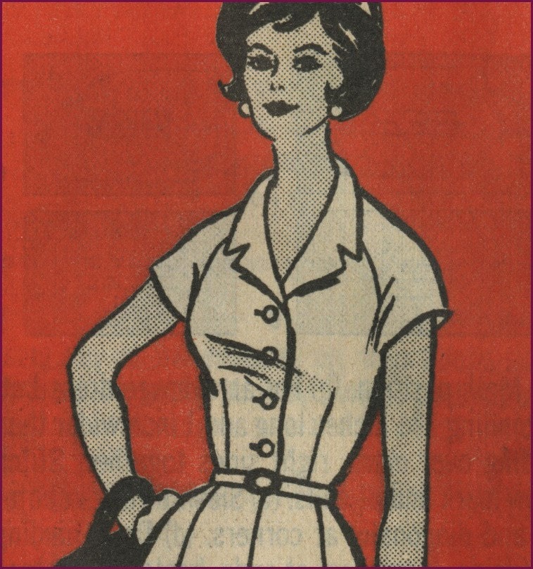 Vintage 1960 raglan sleeve shirt dress pattern 38 bust. From NewVintageLady
