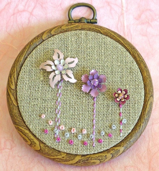 Pink Flowers Wall Hanging by OneLittleHouse