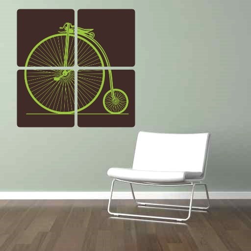 Large Antique Bicycle Modern Art Vinyl Wall Decal Panels