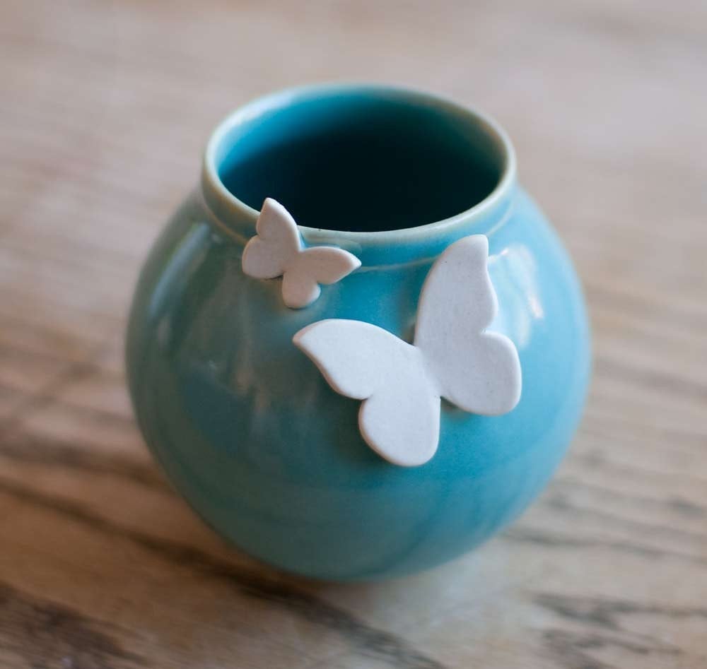 Butterfly Vase-Robin's Egg Blue