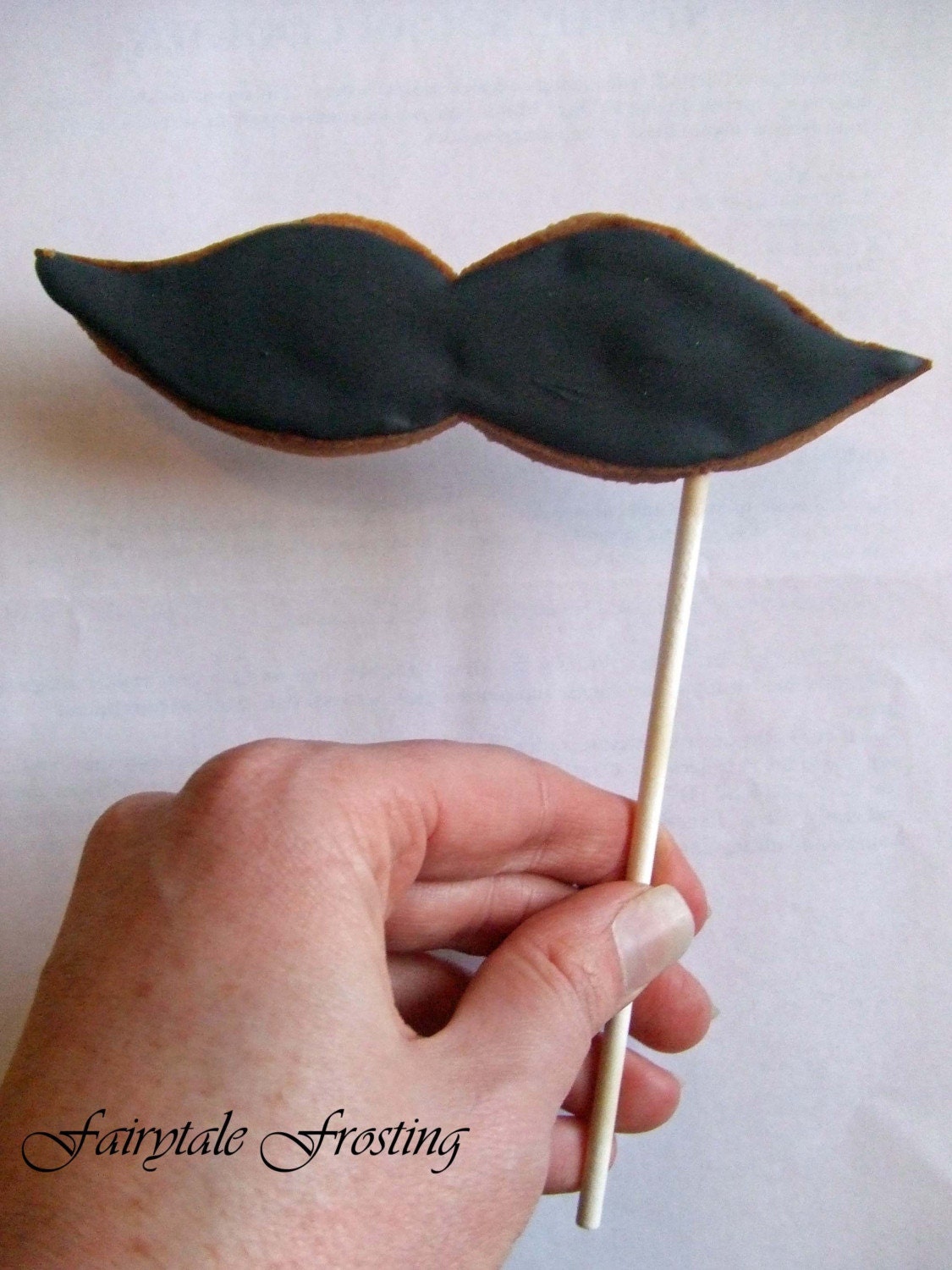 Mustache on a Stick Cookie by fairytalefrosting
