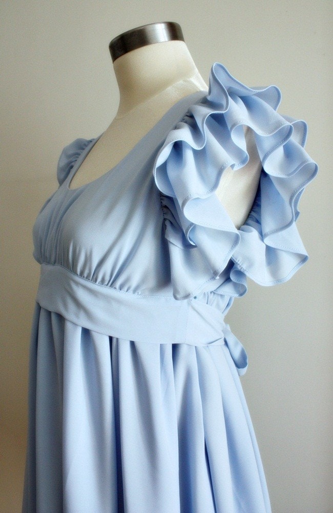 SALE Vintage Deadstock baby blue ruffle layered wedding party dress