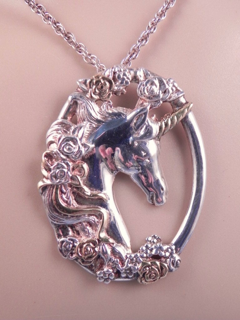 Vintage Gorham Silver Unicorn Pendant and Chain