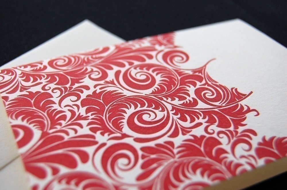 red letterpress card