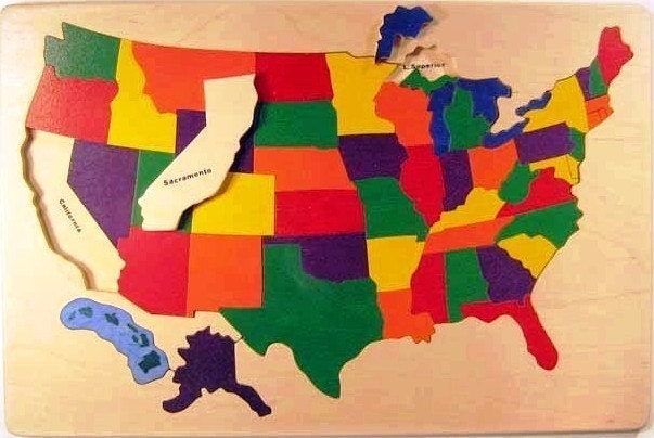 Map Of The United States With Capitals. Wooden USA Map Puzzle with