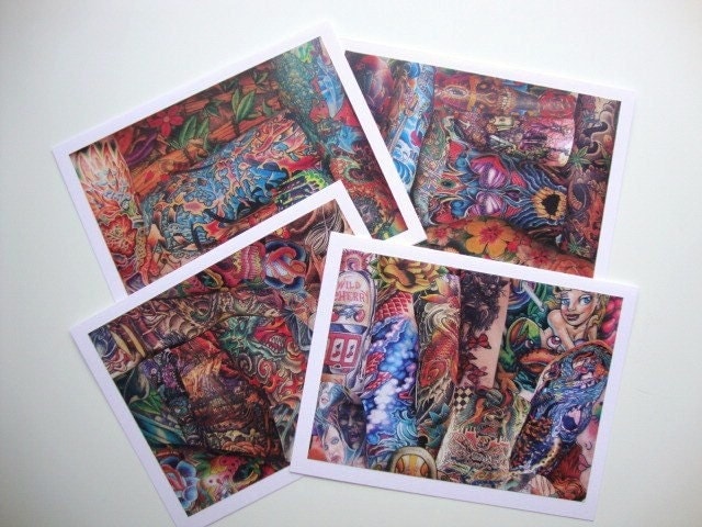 Tattoo Collage Note Cards. From papergirlstudios