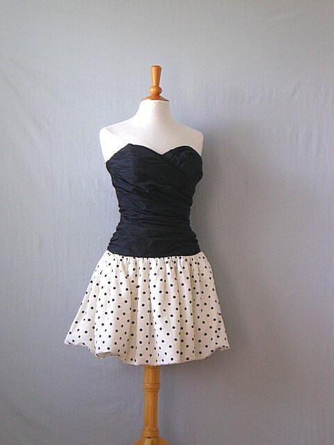 Vintage Formal Polka Dot Party Dress
