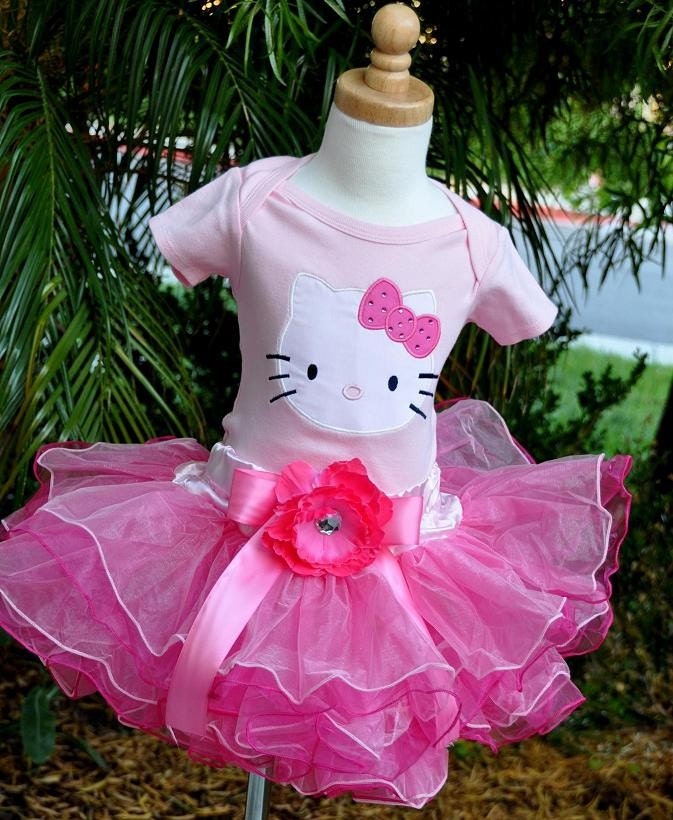 READY TO SHIP Pink Hello Kitty Birthday Tutu Onesie Set size 18-24m