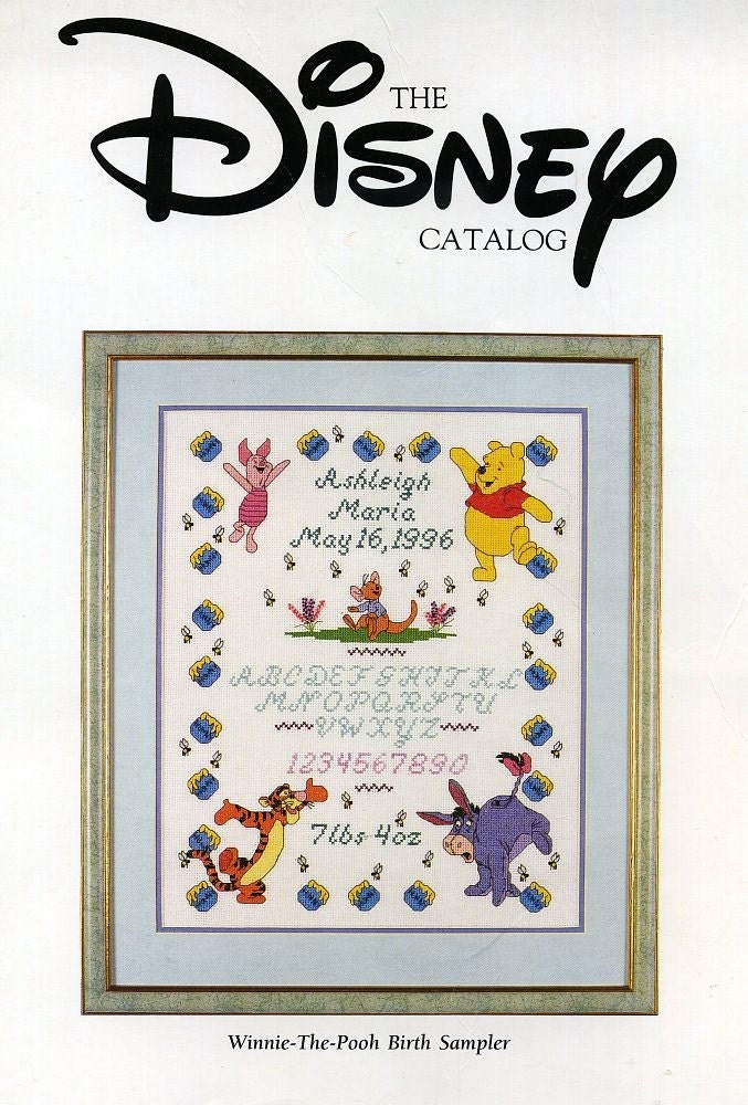 Winnie the Pooh Birth Sampler in Counted Cross Stitch 