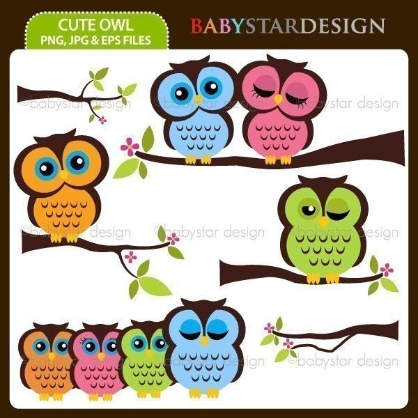 Cute Pics Of Owls. Cute Owl - Clipart Set