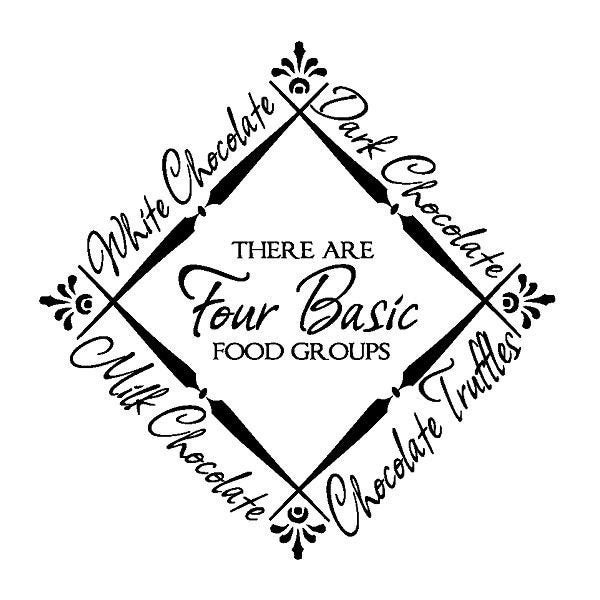Chocolate lovers- There are Four Basic Food Groups Humorous Vinyl Decal. From empressivedesigns