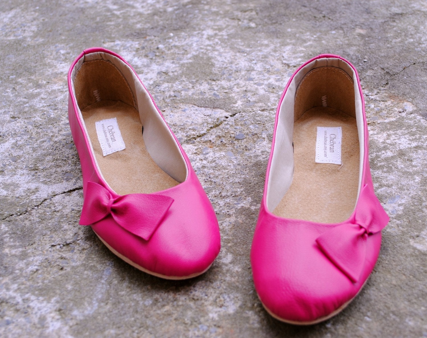 Fuchsia handmade leather flats, MADE to your MEASUREMENTS