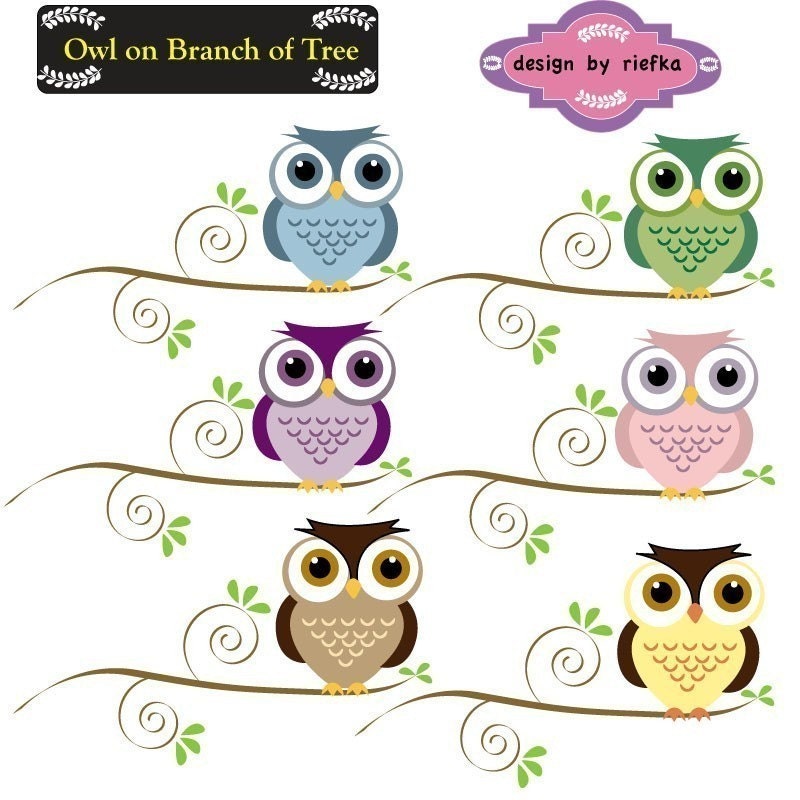 clip art tree branches. Owl on Branch of Tree Clip art