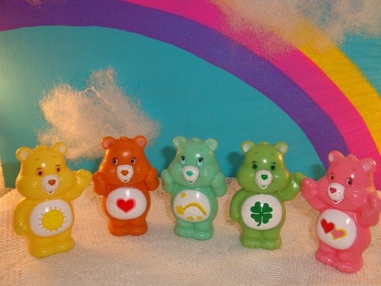 I love the Care Bears!!! This set is for 5 vintage plastic Care Bear toys.