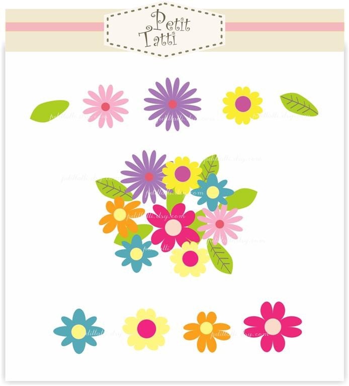 clip art sunshine. Digital clip art for all use, sunshine flowers. From petittatti