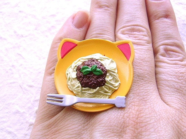 Cute Spaghetti Ring Cat Face