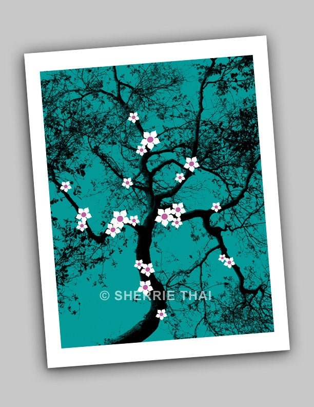 Tree with Flower Blossoms Print