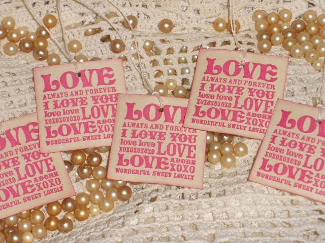 SALE Love You Lots Vintage Inspired Tags. From LazyDayCottage