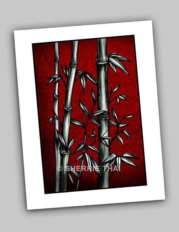 Red Bamboo Print