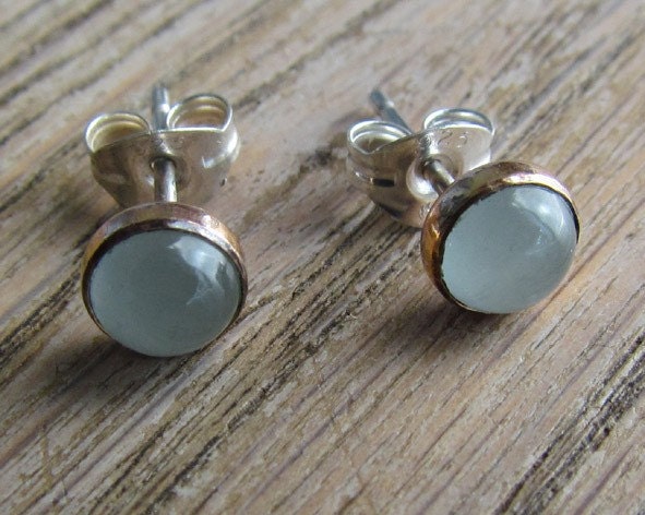 small gold studs. Small Aquamarine in Gold Stud Earrings. From GazitJewelry