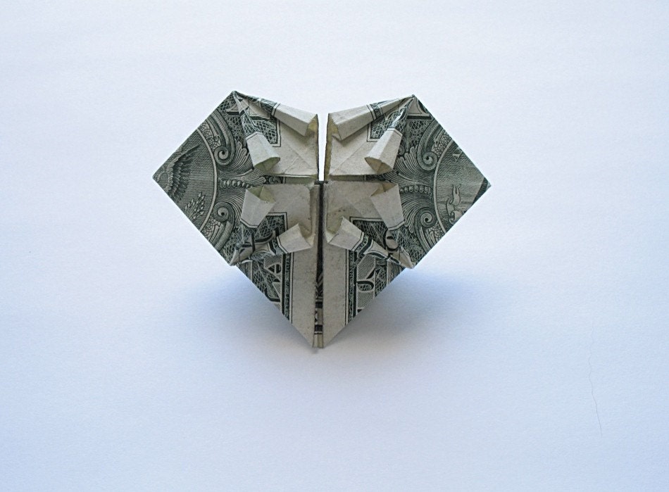 dollar bill origami ring. dollar bill origami heart