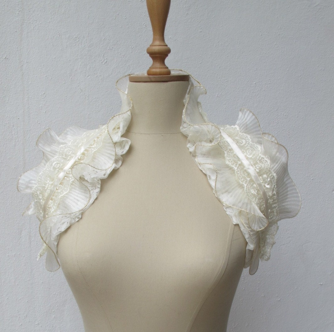 lace wedding dresses pinterest This wedding ruffled bolero has been made from corded lace, eyelet 