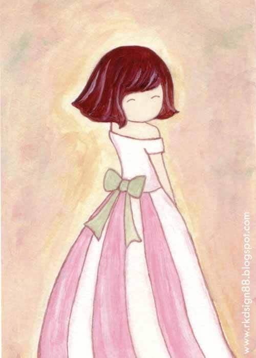 rkdsign88blogspotcom etsy princess girl ribbon painting drawing art print 