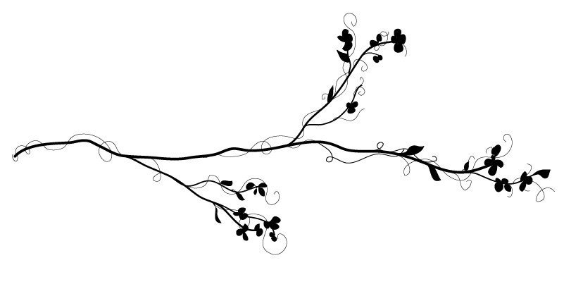 A thin, small tree branch with whimsy and spring flowers and love.