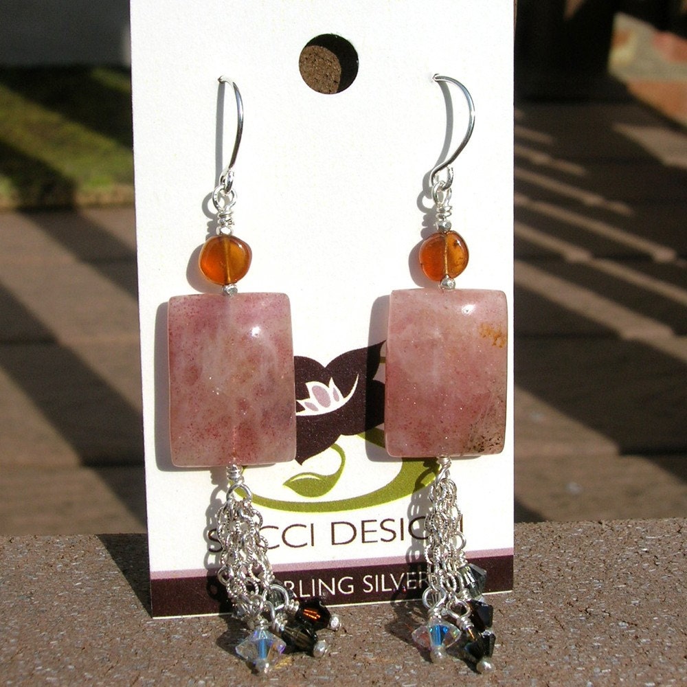 Muscovite and Amber Earrings