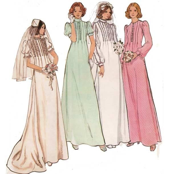 Size 16 Bust 38 Large VINTAGE 1970 39s Bridal Wedding Gown SEWING PATTERN