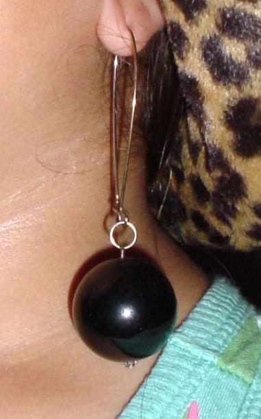  black round ball hanging pierced 