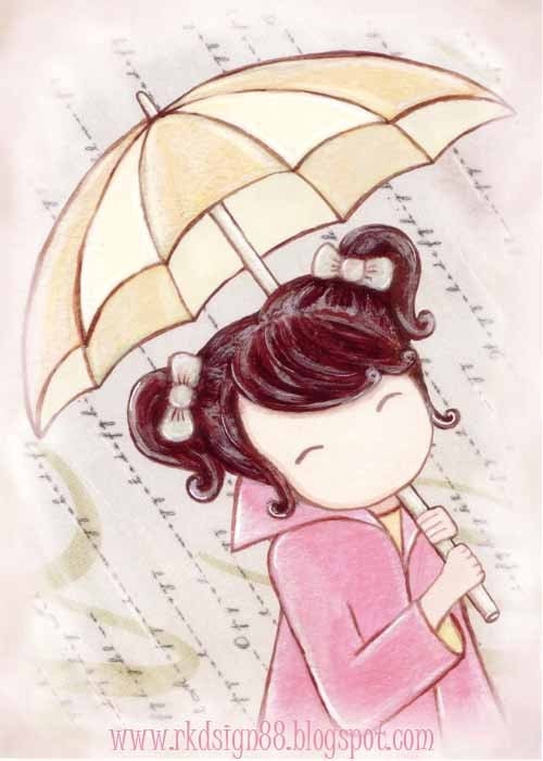 rkdsign88.blogspot.com etsy umbrella rain girl painting drawing art print cute whimsical reproduction acrylic