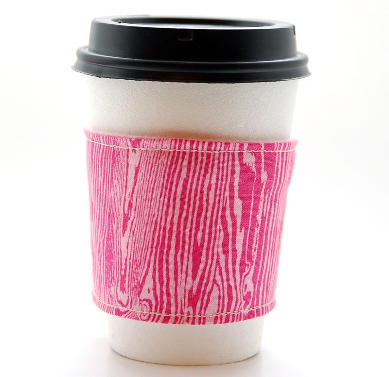 Pink Faux Bois Coffee Sleeve