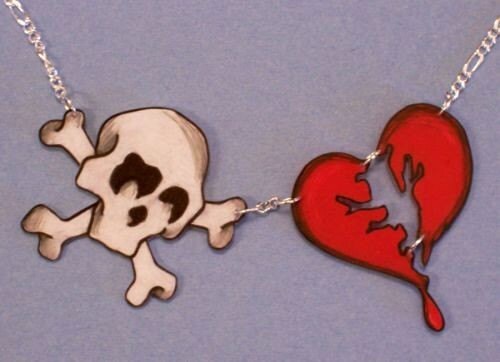 skull and broken heart tattoo style broken heart necklace. From artallnight