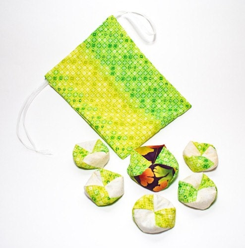 Otedama (Japanese Juggling and Jacks Game) Geometric Flowers and Ginkgo Set