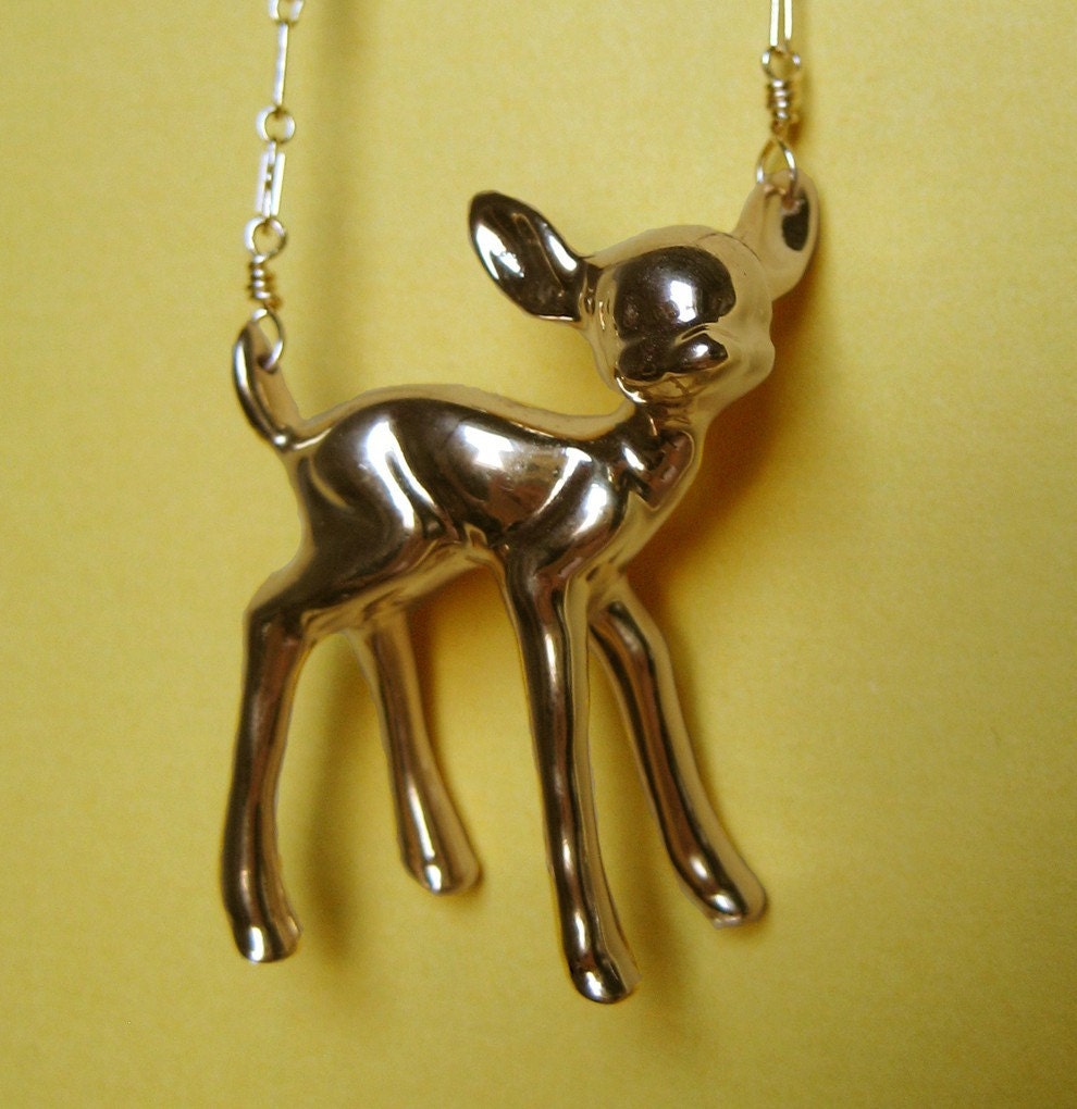 Standing Fawn Necklace (GOLD PLATE)