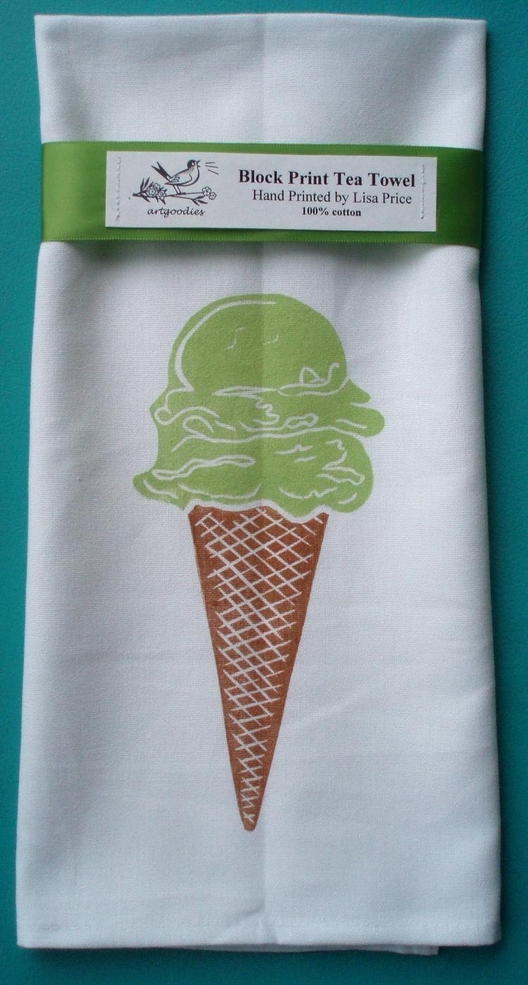 My latest block print design and my first 2 color artgoodies design! The block has been selectively inked to achieve the 2 colors, it takes longer to print but its SO delicious! Who can resist a minty fresh treat!