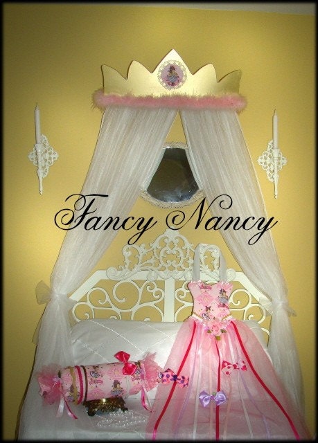 FANCY NANCY Custom Princess CROWN canopy for girls bed with netting