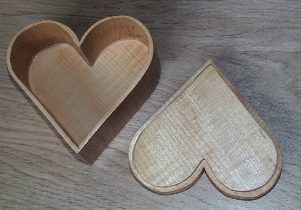 Heart Shaped Curly Maple jewelry box 