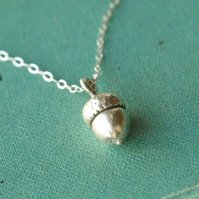 Fallen Acorn. Sterling Silver Charm Necklace -great gifts